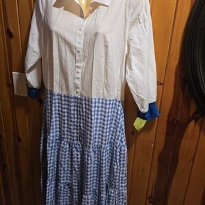 White and Blue Gingham Dress